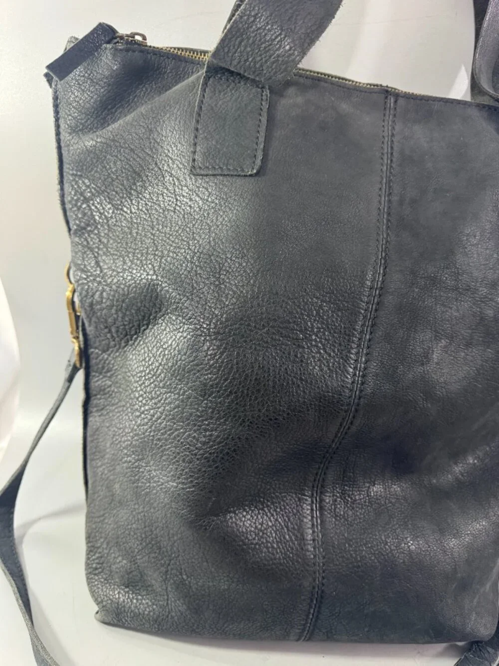 nina kendosa Paris Black Leather Reversible Tote/Shoulder Bag